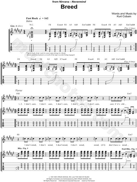 breed bass tab|Nirvana .
